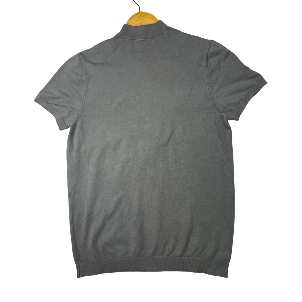 Zara Ribbed Mock Neck Knit Top L Green Gray  Fitted Minimalist Classic Layer - Picture 4 of 7